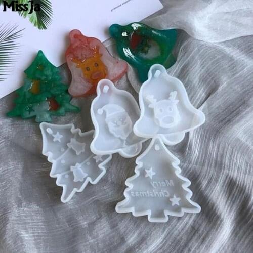 Christmas Tree Bell Elk Pendant Casting Silicone Mould Crystal Epoxy Resin Mold DIY Crafts Aromatherapy Wax Aroma Gypsum Plaster