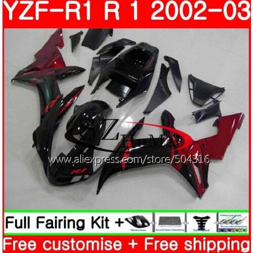 Body For YAMAHA YZF 1000 red black YZFR1 02 03 YZF-1000 Bodywork 73SH18 YZF R 1 YZF R1 02 03 YZF1000 YZF-R1 2002 2003 Fairing