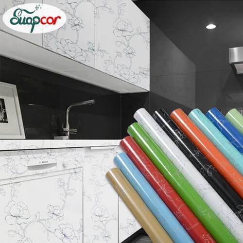 Kitchen Greaseproof Wallpaper Sticker Cabinet Wardrobe Tabletop Renovation Wall Stickers Refrigerator Waterproof Adhesive Film