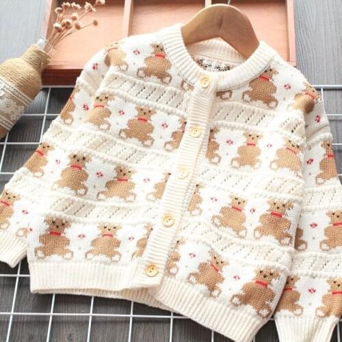 Bear Spring Autumn Tops Boys Sweater Jacket Coat Kids Knitting Overcoat Outwear Teenager Children Clothes High Quality