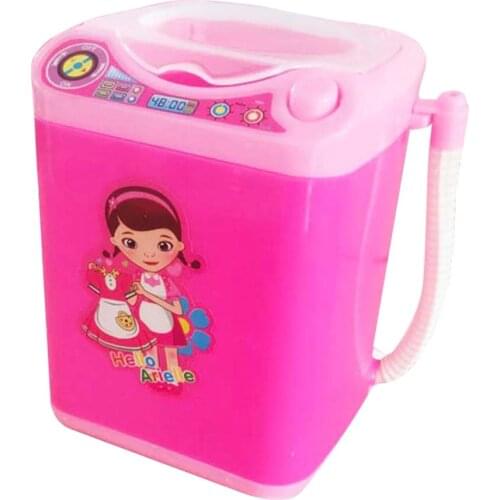 Washable Makeup Brush Cleaner Kids Pretend Play Automatic Washing Machine Toy with Beauty Sponge Brushes Washer New