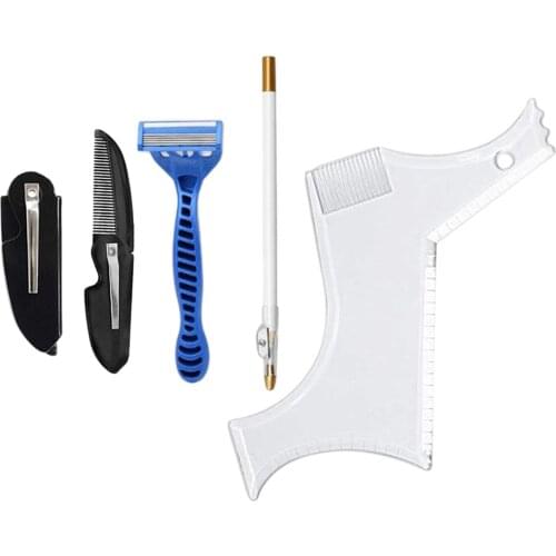 5Pcs/Set Beard Shaping Tool Clear Template Comb Guide Kit,Easy to Use,Manual Beard Trimming Razor