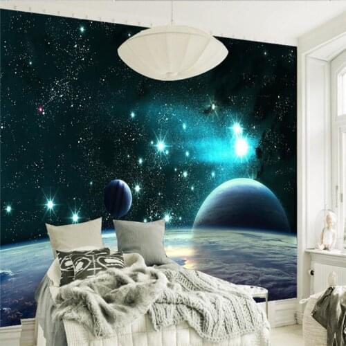 Bacal Custom photo wallpaper 3D large wall murals stickers 3D vast universe star planet living room TV tooling background