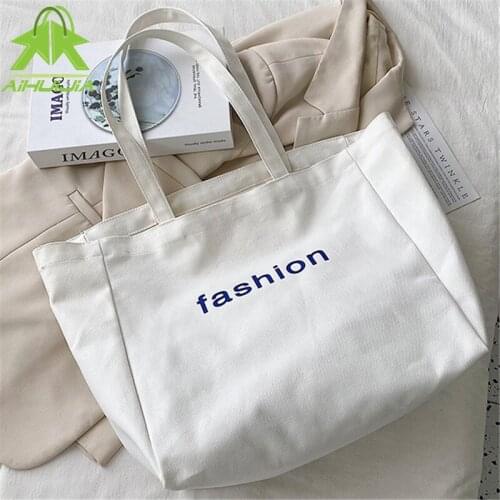 New Cute and High Quality Trend Letter Shoulder Canvas Bags Large Capacity Solid Color All-match Simplicity Casual Handbags