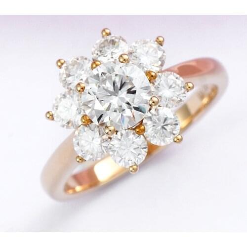 Veryins Solid 10k Yellow Gold Center 1ct Moissanite Halo Engagement Ring