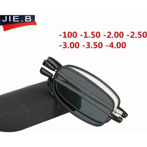 JIE.B MINI Folding Sun Photochromic Finished Men Women Myopia Eyeglasses Frame Sun glasses optical Myopia Eyewear Oculos Male