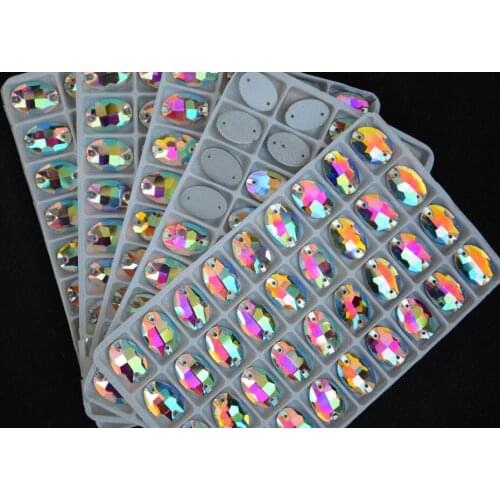 All Size Glass Crystal Oval Sew on stone Crystal clear AB 7*10mm,10*14mm,11*16,13*18,17*24mm sewing jewelry beads dress making