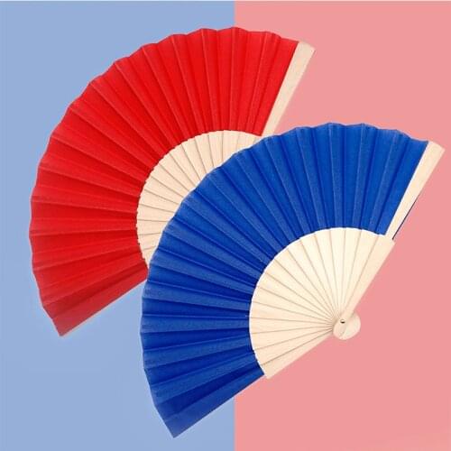 Best-selling Fan Ancient Chinese Style Dance Fan Wooden Fan 16 Square European Plain Color Advertising Fan A Variety of Color