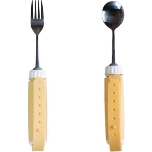 Arthritis Elderly Utensil Disabled Patient Easy Grip Eating Aids Spoon Fork Stainless Steel Removable Rotating Tableware