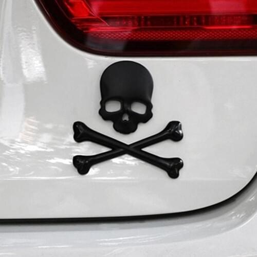 Professional 3D Skull Design Metal Car Sticker Label Skull Emblem Badge Styling Self Adhesive Accessories Decal