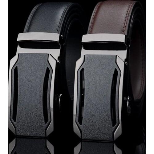 Simple mens leather belt sand effect leather belt automatic buckle belt mens business casual belt