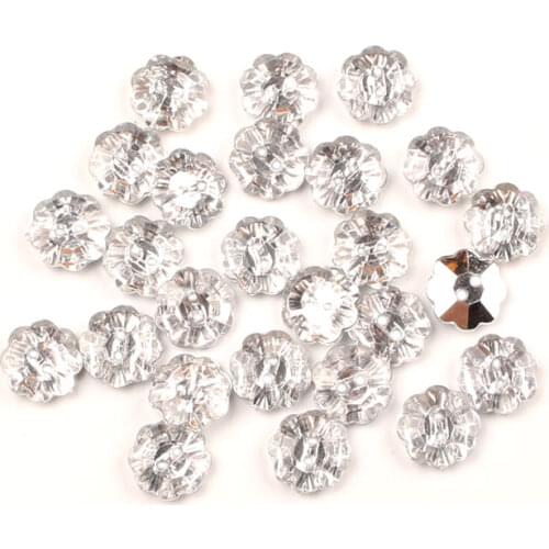 100Pcs Sliver Flower Resin Sewing Buttons For Cloth Flatback Cabochon Scrapbooking Crafts Knopf Bouton Decor Diy Accessorie