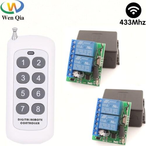 Wireless Remote Control Switch rf 433mhz DC 12V 2CH Relay Module Universal Transmitter Key Fob For Garage/Gate/Motor/Lamp/Light