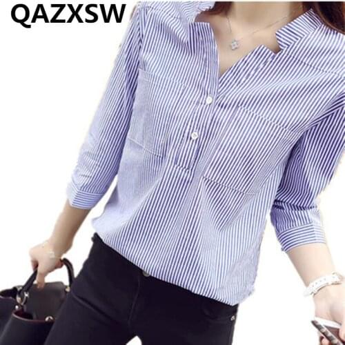 Женские рубашки в полоску QAZXSW China At AliExpress