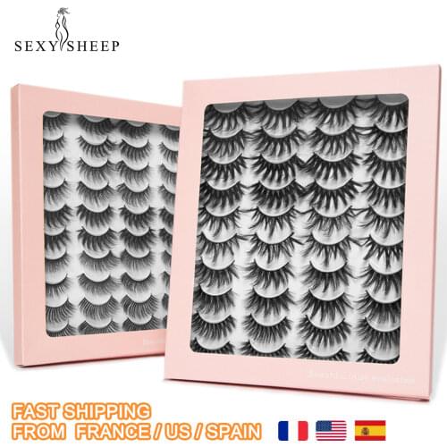 SEXYSHEEP 5/8/20 Pairs 3D Mink Lashes Natural False Eyelashes Dramatic Fluffy Soft Wispy Volume Cross Reusable Eyelash MaKeup