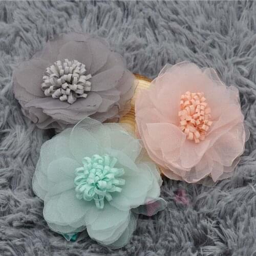 Snow yarn flowers Pet craft headdress flower hair band baby infant Dog hair accessories wholesale 10pcs