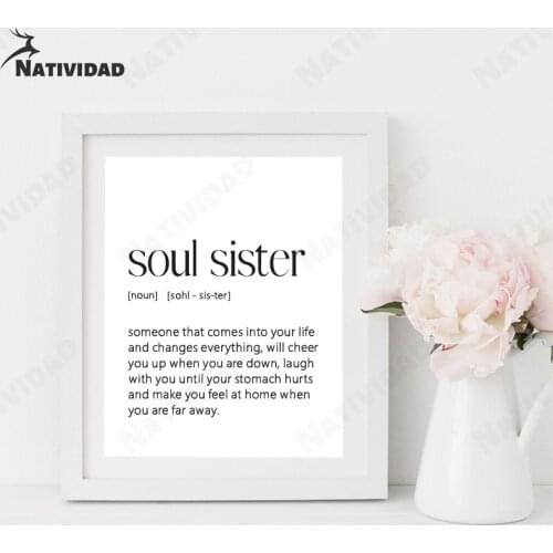 Soul Sisters Text Poster Print Picture Gift Best Friend Friendship Gift Minimalist Art Canvas Painting Decoration Soul Gift