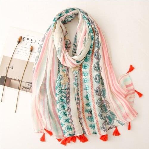 2021 Spring Thin Women Scarf Shawl Patchwork Printed Summer Ladies Hijab Scarves