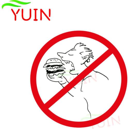 Funny Ban Stop Sign No Food Car Sticker Sign Warning Auto Accessories Fashion PVC Decoration Waterproof Anti-UV Decal 13*13cm