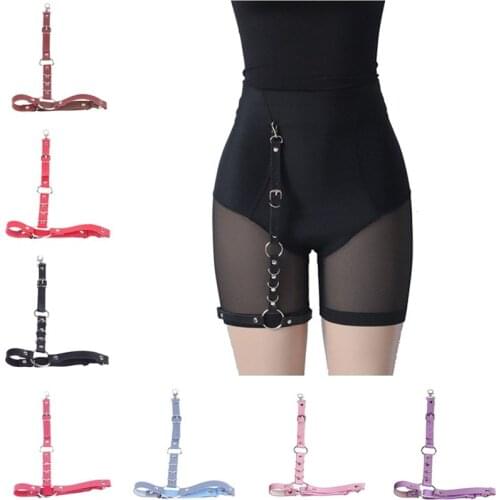 Trendy Leg Loops For Lady Body Jewelry Sexy Leather Leg Chain Adjustable Women Punk Style Rivet Girl Party Accessories On Leg