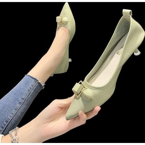 2021 Basic Spring Classic Office Women Pumps Pointed Toe Shallow Thin High Heels Shoes Fashion Zapatos De Mujer Plataforma 35-39