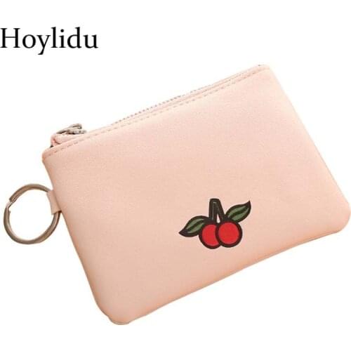 PU Leather Women Coin Purses Fruit Printed Small Change Money Bag Zipper Short Wallet Mini Coins Card Holder Girls Mini Purse