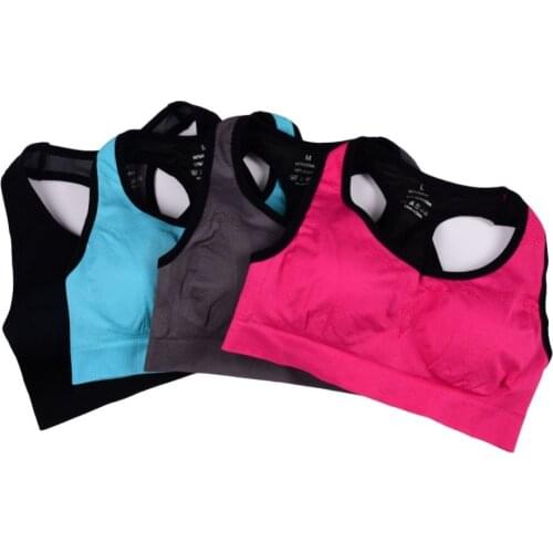 Women Fitness Workout Stretch Sports Bra Seamless Racerback push up Tank Top Outdoor