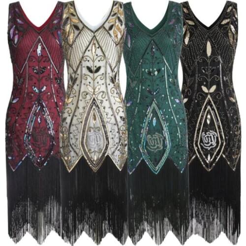 2020 new colors Women 1920s Flapper Dress Gatsby Vintage Plus Size Roaring 20s Costume Dresses Fringed for Party Prom