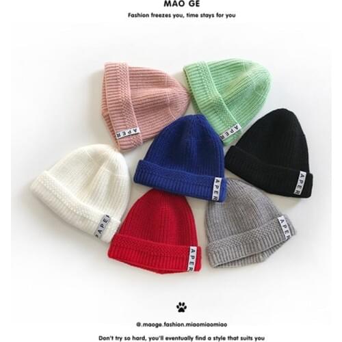 2020 Winter Kids Hats Boys Girls Knitted Warm Skullies Beanies Fashion Casual Letters Children Baby Hats and Caps Accessories