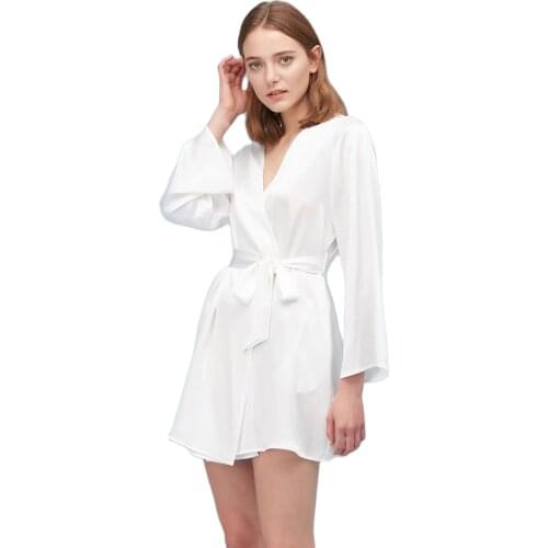 19 Momme Charmeuse Silk Glossy Smooth Soft Kimono Robe Bathrobe Women Bridesmaid Robes Sexy Ladies Dressing Gowns