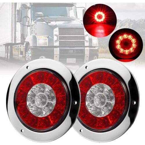 2Pcs 16Leds Trailer Truck Rear Stop Turn Signal Tail Stop Light Lamp With Stainless Steel Frame 12V/24V For Dropshipping CSV