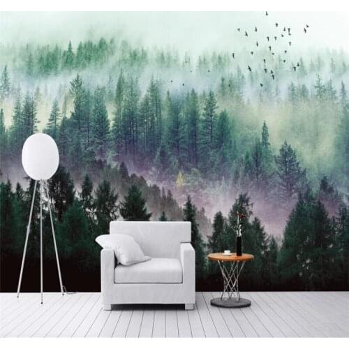 Milofi custom 3D wallpaper mural Nordic simple atmosphere artistic conception background foggy forest home decoration wallpaper
