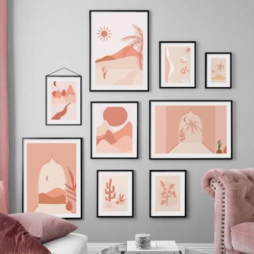 Abstract Landscape Sunrise Bathing Beach Wall Art Canvas Painting Nordic Posters And Prints Wall Pictures For Living Room Decor