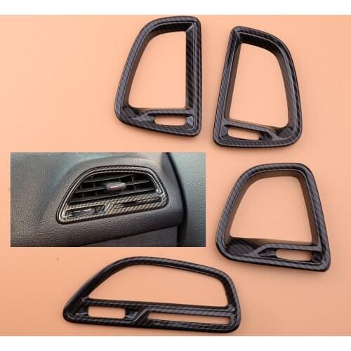 Beler 1 Set Carbon Fiber Style Center Console Air AC Vent Outlet Cover Trim Fit For Dodge Challenger 2015-2020