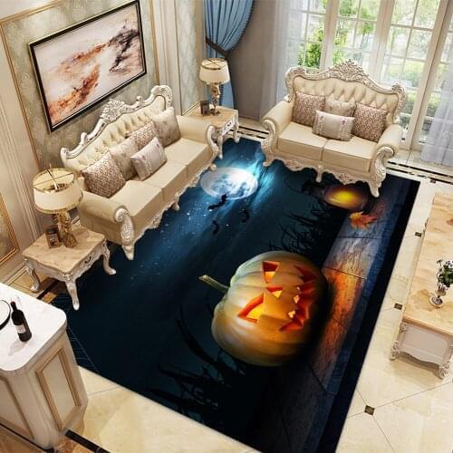 Halloween Party Decor Carpets for Living Room Bedroom Area Rug 3D Creative Soft Flannel Pumpkin Print Carpet Boys Room Play Mats