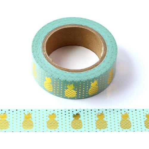 10M Decorative Gold Foil Washi Tape Mint Pineapple DIY Scrapbooking Sticker Label Japanese Masking tape School Office Supply