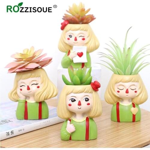 Succulent Plant Pot Cute Funny Girl Flowerpot Planter Vase Flowerpot Design Home Table Decoration Bonsai Pots Birthday Gift Idea
