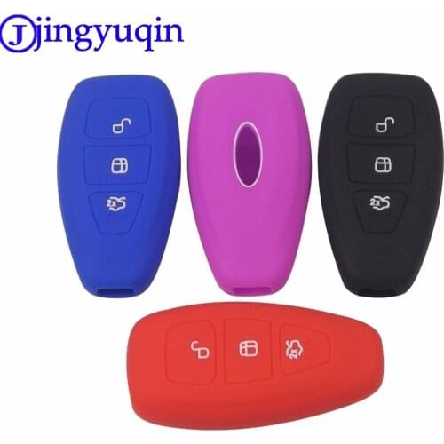 Jingyuqin 3 Buttons Car Silicone Remote Key Cover Case Fob For ford Fiesta Focus Mondeo C-Max B-Max Kuga Silicone Smart Key