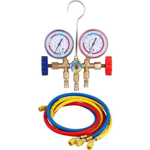 Refrigerant Manifold Gauge Set Air Conditioning Tools with Hose and Hook for R12 R22 R404A R134A for Air Condition Refrigeration