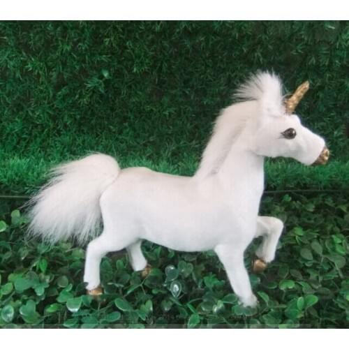 Cute simulation unicorn toy polyethylene & fur white unicorn model about 18x18cm 124