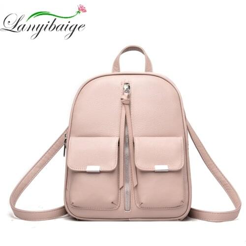 Multifunctional Women PU Leather Backpack Large Capacity Solid Color Ladies Travel Backpacks All-Match Casual School Maiden Bags