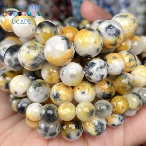 Natural Stone Yellow Persian Jades Loose Round Beads For Jewelry Making 6/8/10 MM DIY Bracelets Accessories Wholesale 15"