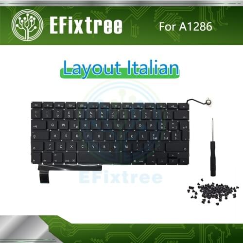 New Laptop A1286 Keyboard Italian Layout For Macbook Pro 15'' A1286 Keyboard+Backlight Backlit+Screws 2009-2012 Year