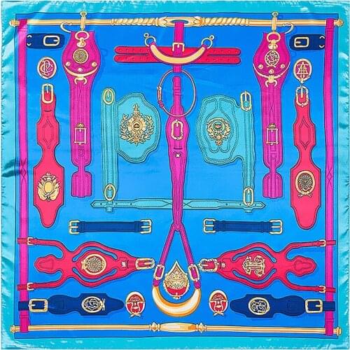 90cm * 90cm new scarf Europe and the United States equestrian leather scarf imitation silk scarves