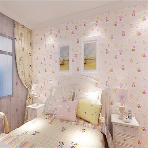 Beibehang wallpaper factory direct modern warm childrens room bear environmental protection non woven wallpaper living room