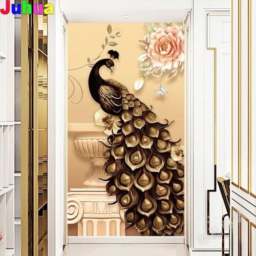 Full square/round black peacock diamond painting animal diamond embroidery 5D DIY mosaic diamond pattern home decor salon Art