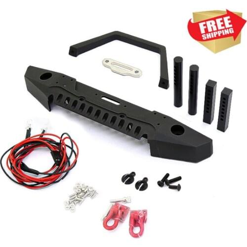 RC Radio control car metal Front bumper with headlights for Axial SCX10 TRAXS TRX4 option upgrade parts