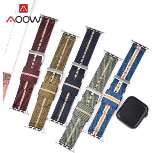 Woven Nylon Finestripe Strap for Apple Watch iwatch 6 5 4 3 2 SE 38mm 42mm 40mm 44mm Men Women Sport Replacement Bracelet Band
