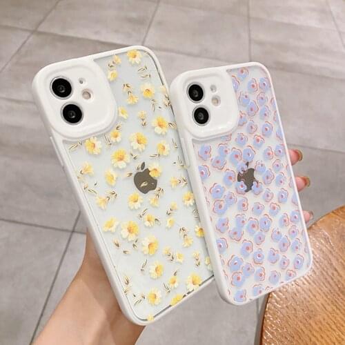 Stylish Simplicity Flower Phone Case For IPhone 12 Mini 11 Pro XR X XS Max 7 8 Plus SE 2 2020 Transparent Silicone Floral cover