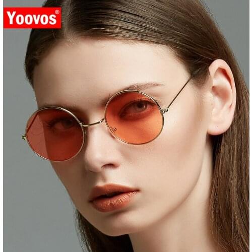 Yoovos 2021 Round Alloy Sunglasses Women Brand Designer Vintage Glasses Candy Colors Classic Sun Glasses Mirror Oculos De Sol